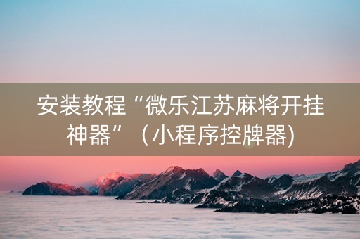 安装教程“微乐江苏麻将开挂神器”（小程序控牌器)