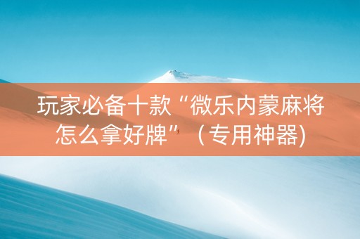 玩家必备十款“微乐内蒙麻将怎么拿好牌”（专用神器)