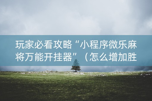 玩家必看攻略“小程序微乐麻将万能开挂器”（怎么增加胜率)