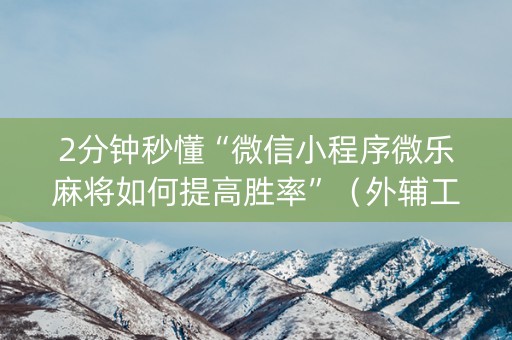 2分钟秒懂“微信小程序微乐麻将如何提高胜率”（外辅工具)