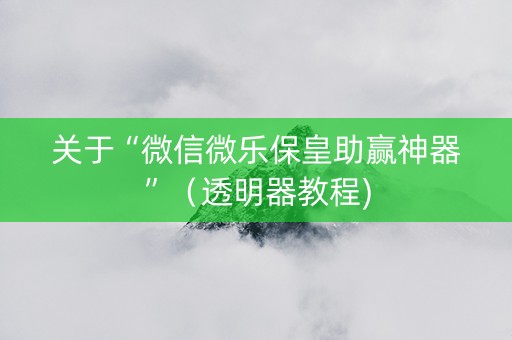 关于“微信微乐保皇助赢神器”（透明器教程)