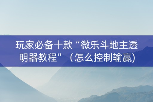 玩家必备十款“微乐斗地主透明器教程”（怎么控制输赢)