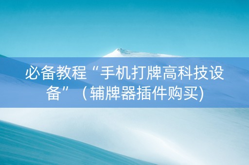 必备教程“手机打牌高科技设备”（辅牌器插件购买)