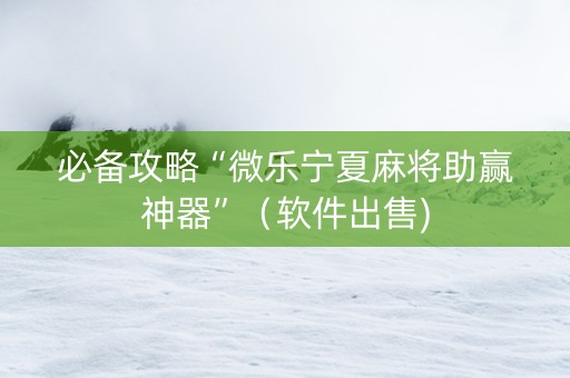 必备攻略“微乐宁夏麻将助赢神器”（软件出售)