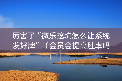 厉害了“微乐挖坑怎么让系统发好牌”（会员会提高胜率吗)