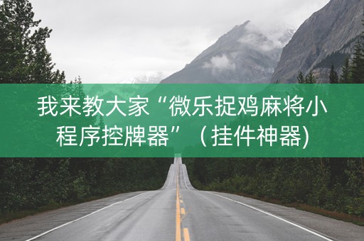 我来教大家“微乐捉鸡麻将小程序控牌器”（挂件神器)