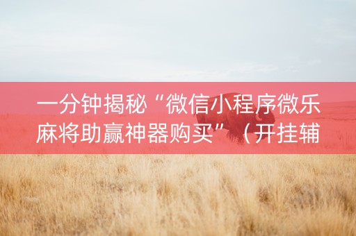 一分钟揭秘“微信小程序微乐麻将助赢神器购买”（开挂辅助器脚本)