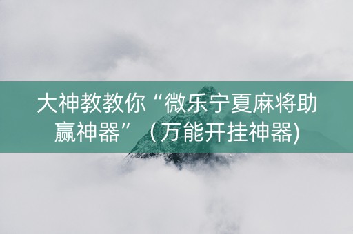 大神教教你“微乐宁夏麻将助赢神器”（万能开挂神器)