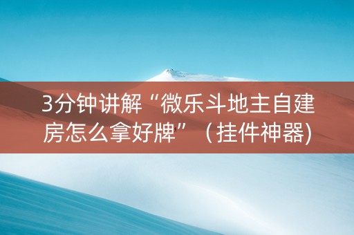 3分钟讲解“微乐斗地主自建房怎么拿好牌”（挂件神器)