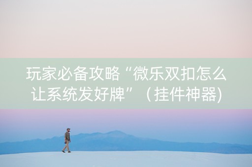玩家必备攻略“微乐双扣怎么让系统发好牌”（挂件神器)