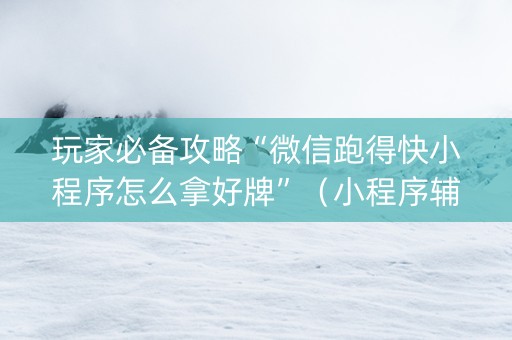 玩家必备攻略“微信跑得快小程序怎么拿好牌”（小程序辅助软件)