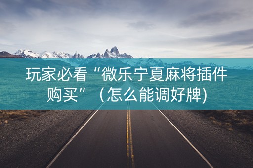 玩家必看“微乐宁夏麻将插件购买”（怎么能调好牌)