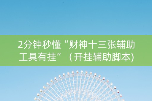2分钟秒懂“财神十三张辅助工具有挂”（开挂辅助脚本)