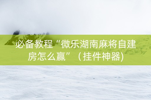 必备教程“微乐湖南麻将自建房怎么赢”（挂件神器)