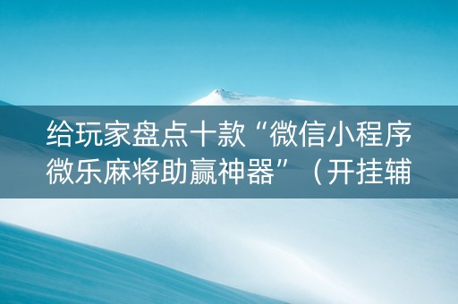 给玩家盘点十款“微信小程序微乐麻将助赢神器”（开挂辅助插件)