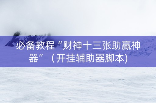 必备教程“财神十三张助赢神器”（开挂辅助器脚本)