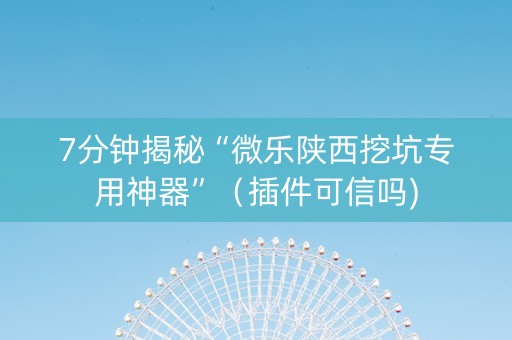 7分钟揭秘“微乐陕西挖坑专用神器”（插件可信吗)