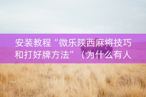安装教程“微乐陕西麻将技巧和打好牌方法”（为什么有人一直赢)