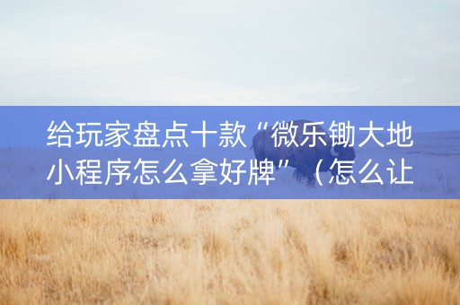 给玩家盘点十款“微乐锄大地小程序怎么拿好牌”（怎么让系统给自己好牌)