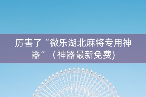 厉害了“微乐湖北麻将专用神器”（神器最新免费)