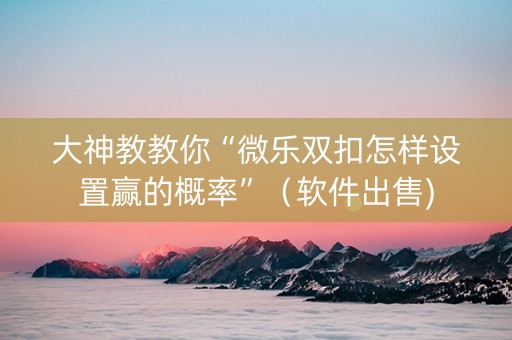 大神教教你“微乐双扣怎样设置赢的概率”（软件出售)