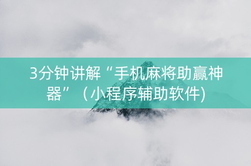 3分钟讲解“手机麻将助赢神器”（小程序辅助软件)