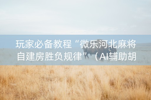 玩家必备教程“微乐河北麻将自建房胜负规律”（AI辅助胡牌规则)