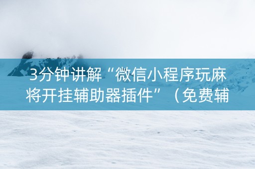3分钟讲解“微信小程序玩麻将开挂辅助器插件”（免费辅助)