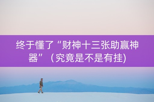 终于懂了“财神十三张助赢神器”（究竟是不是有挂)