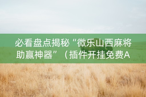 必看盘点揭秘“微乐山西麻将助赢神器”（插件开挂免费AI)