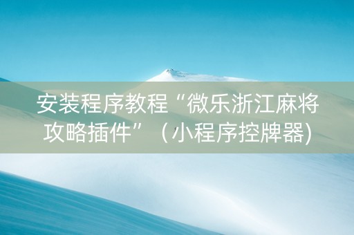 安装程序教程“微乐浙江麻将攻略插件”（小程序控牌器)