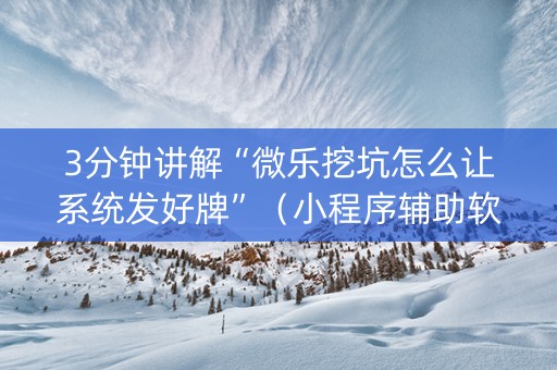 3分钟讲解“微乐挖坑怎么让系统发好牌”（小程序辅助软件)