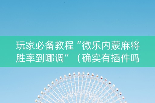 玩家必备教程“微乐内蒙麻将胜率到哪调”（确实有插件吗)