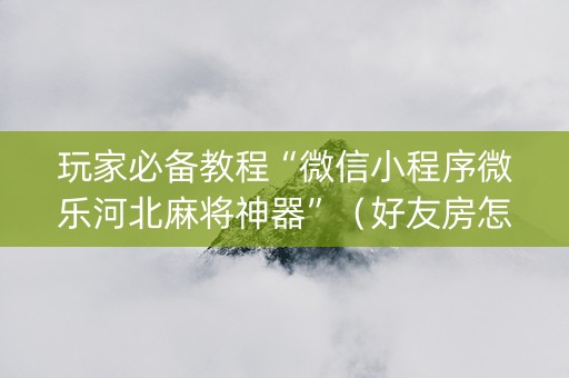 玩家必备教程“微信小程序微乐河北麻将神器”（好友房怎么才能赢)