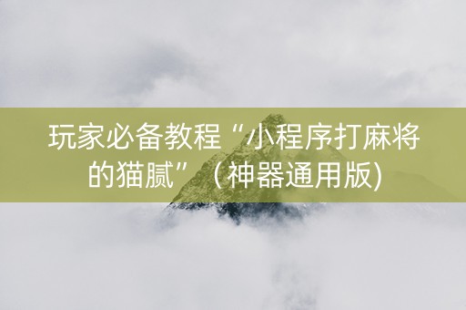 玩家必备教程“小程序打麻将的猫腻”（神器通用版)