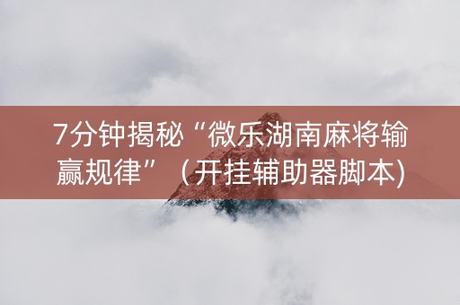 7分钟揭秘“微乐湖南麻将输赢规律”（开挂辅助器脚本)