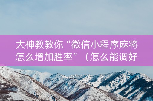 大神教教你“微信小程序麻将怎么增加胜率”（怎么能调好牌)