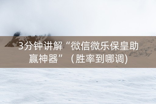 3分钟讲解“微信微乐保皇助赢神器”（胜率到哪调)