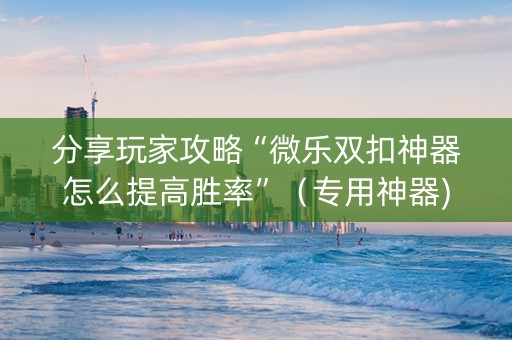 分享玩家攻略“微乐双扣神器怎么提高胜率”（专用神器)