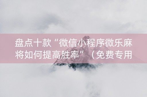 盘点十款“微信小程序微乐麻将如何提高胜率”（免费专用神器)