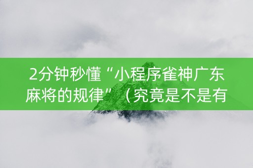 2分钟秒懂“小程序雀神广东麻将的规律”（究竟是不是有挂)