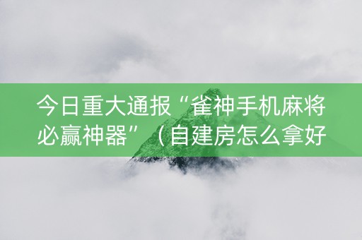 今日重大通报“雀神手机麻将必赢神器”（自建房怎么拿好牌)