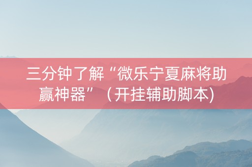 三分钟了解“微乐宁夏麻将助赢神器”（开挂辅助脚本)