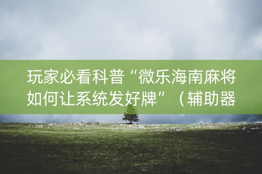 玩家必看科普“微乐海南麻将如何让系统发好牌”（辅助器通用版)