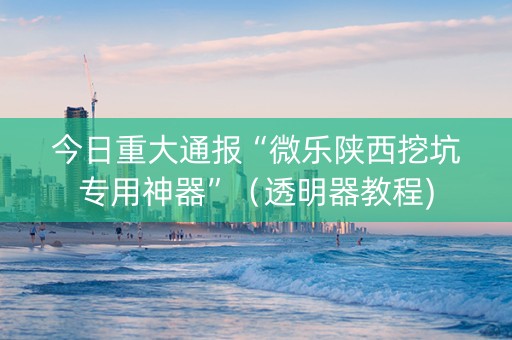 今日重大通报“微乐陕西挖坑专用神器”（透明器教程)