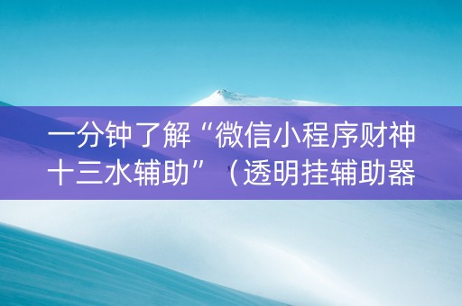 一分钟了解“微信小程序财神十三水辅助”（透明挂辅助器)