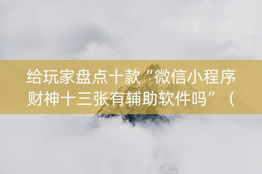 给玩家盘点十款“微信小程序财神十三张有辅助软件吗”（有什么诀窍)