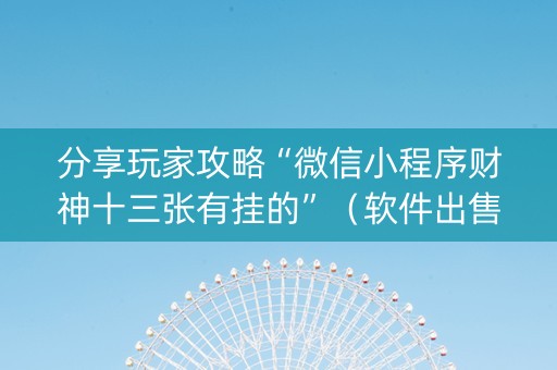 分享玩家攻略“微信小程序财神十三张有挂的”（软件出售)