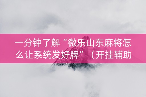 一分钟了解“微乐山东麻将怎么让系统发好牌”（开挂辅助器脚本)