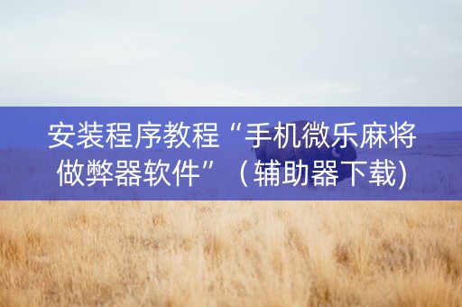 安装程序教程“手机微乐麻将做弊器软件”（辅助器下载)